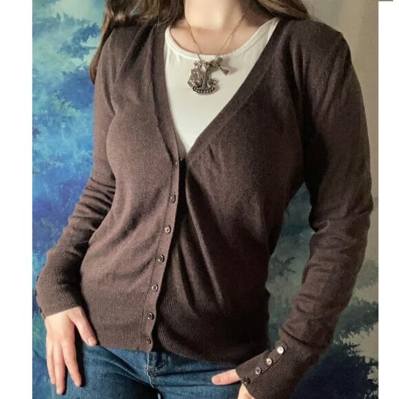Worthington Brown Button Up Cardigan Sweater Size Large - Picture 1 of 8